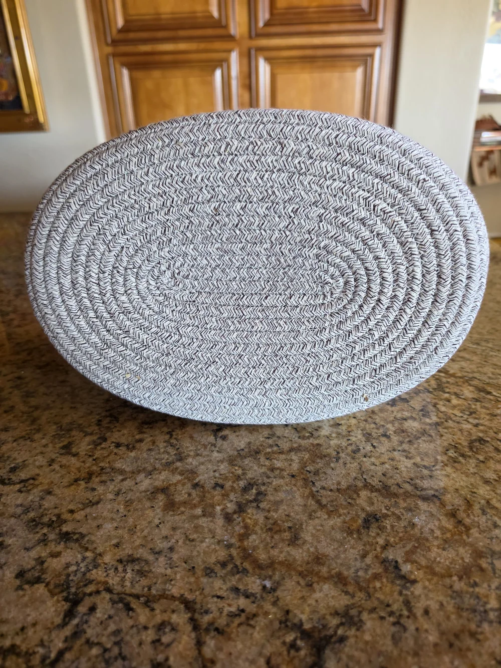Neutral Cream + Brown Woven Rope Storage Basket Handles for Easy Carrying EUC